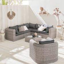 6 seater round rattan garden sofa set