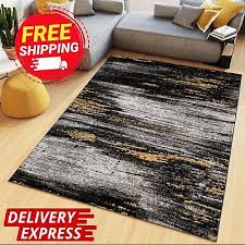 modern abstract rug grey yellow bedroom