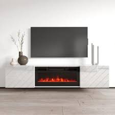 Tv Cabinet Luxe Ef White Fireplace