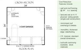 3 Car Economy Garage Plan E1156 1 34 X 34