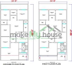 Buy 34x70 House Plan 34 By 70 Front