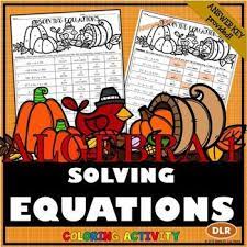 Thanksgiving Solving Equations Coloring