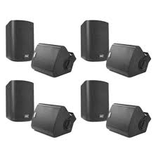 Pyle Wall Mount 6 5 Inch Bluetooth Indoor Outdoor Speaker System 4 Pack