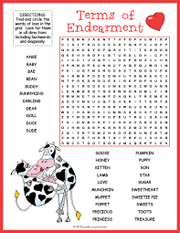 terms of endearment word search