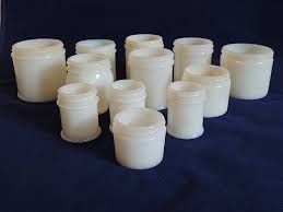 12 Vintage Milk Glass Jars Lot