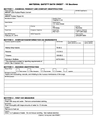 material safety data sheet 16 sections