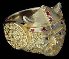 viking ring 10k gold diamond ruby