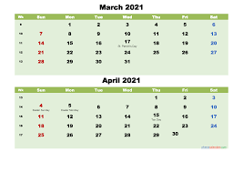 You can download calendar templates as two formats; March And April 2021 Calendar With Holidays