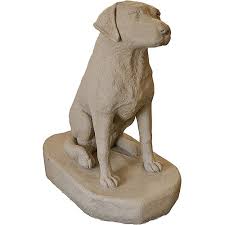 Sitting Labrador Dog Statue Natural