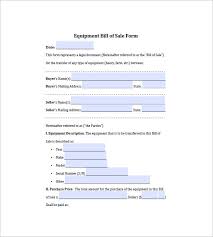 Equipment Bill Of Sale 6 Free Sample Example Format