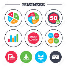 Business Pie Chart Growth Graph Swimming Pool Icons Shower
