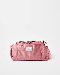 the flat lay co pink velvet make up bag