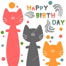 birthday card with funny cats stock