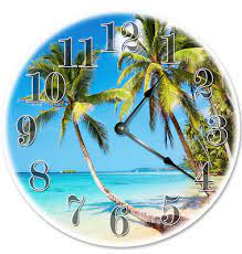 Palm Trees On The Beach Clock Large