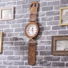 Rustic Wall Clock Wooden Glass Hanging