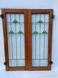 Antique Stained Leaded Glass Cabinet