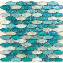 Turquoise Oval Shape Glass Mosaic Tile