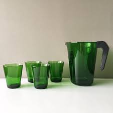 vintage vereco green depression glass