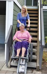 The easy glide track system distributes weight easily so the patient goes down the stairs smoothly without bumping or jerking. Stair Trac Portable Wheelchair Lift Commercial Stairlift Stair Lift
