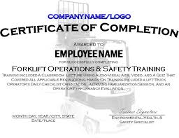 Forklift Safety Training Certificate Template Certificates Of