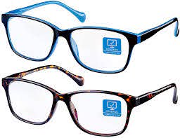 Amazon Com Blue Light Blocking Computer Glasses 2 Pack Decrease Eye Eyestrain Unisex Women Men Glasses With Spring Hinges Nerd Reading Gaming Glasses Health Personal Care