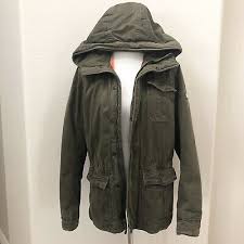 Jr Womens Ladies Hollister Coat Jacket Hoodie Size Sm Army