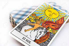 The Deck Of Tarot Cards On White Background Top Down Card Sun