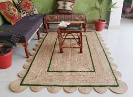 indian handbraided scallop jute rug