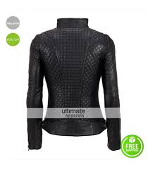 Lamarque Quilted Women Black Leather Biker Jacket