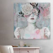 With Flowers Stretched Canvas Wall Art