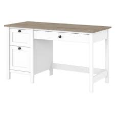 Add to compare compare now. Bush Furniture Mayfield 54w Computer Desk W Drawers In Pure White Shiplap Gray Mad254gw2 03