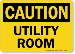 Caution Utility Room Sign Sku S 9881