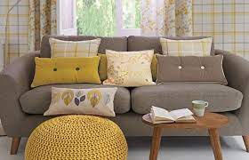 grey and yellow living room living