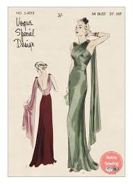 1930 S Stylish Evening Gown Pdf Print