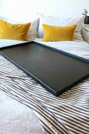 Large Black Wooden Serving Tray For