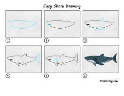 easy shark drawing oartsy
