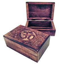 om carved wood box whole gift