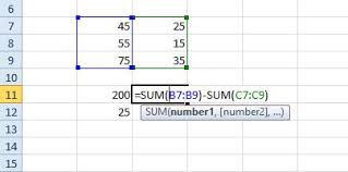 how to subtract in excel with a formula