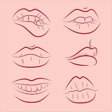 vector lips line diffe angle kiss