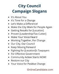 a list of our best city council slogans
