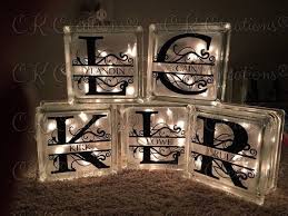 decorative glass block with initial and