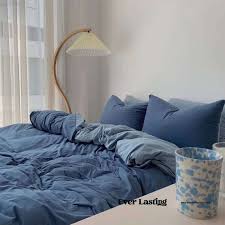 Blue Bedding Set Duo Colors Queen Duvet