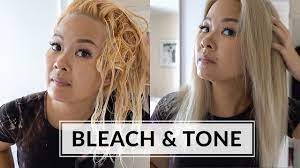 bleach tone hair at home wella t14