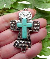 large hammered cross jewelry connectors