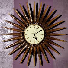 Syroco Sunburst Wall Clock Vintage