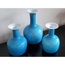 Vintage Opal Blue Glass Carnaby Vases