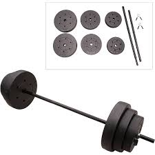 gold s gym 100 lbs pounds cement barbell weight set