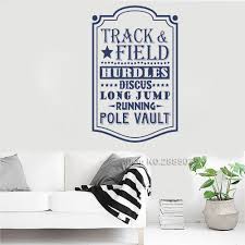 Us 7 97 25 Off Track Field Vinyl Wall Decal Quote Hurdles Discus Long Jump Running Pole Vault Sport Quotes Wall Stickers Mural Decor Lc629 In Wall