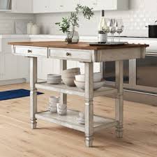 Learn how to pick the perfect kitchen island lightings, color scheme, cabinets, and design for your family's needs. Farmhouse Rustic White Kitchen Islands Carts Birch Lane