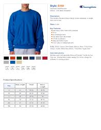 Champion Crewneck Sweatshirt Size Chart